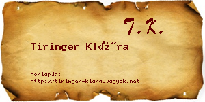 Tiringer Klára névjegykártya