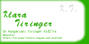 klara tiringer business card